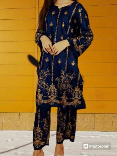 2 Piece Women's Linen Printed Suit 