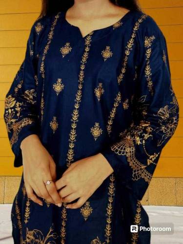 2 Piece Women's Linen Printed Suit 