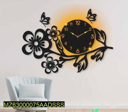 flower design analogue Wall clock with light 
