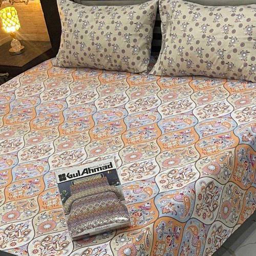 3 pcs cotton solonica printed double bedsheets 