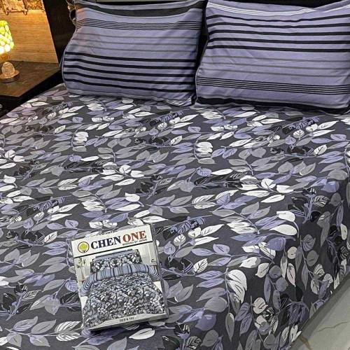 3 pcs cotton solonica printed double bedsheets 