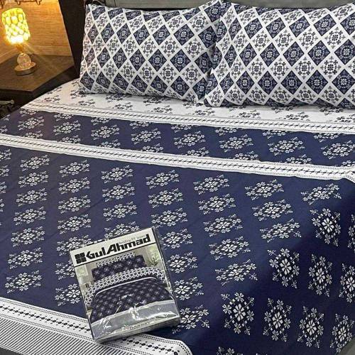 3 pcs cotton solonica printed double bedsheets 