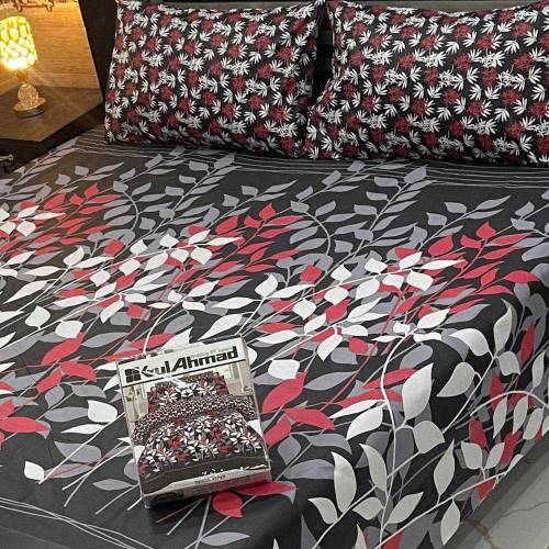 3 pcs cotton solonica printed double bedsheets 