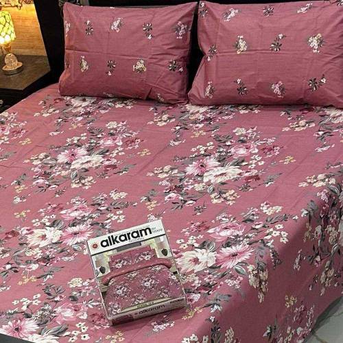 3 pcs cotton solonica printed double bedsheets 