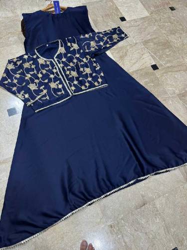 Sleevesless Airline Long Maxi With Sequence Embroidered Seperate Koti
