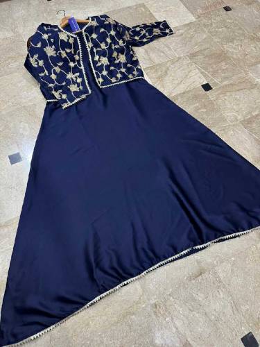 Sleevesless Airline Long Maxi With Sequence Embroidered Seperate Koti