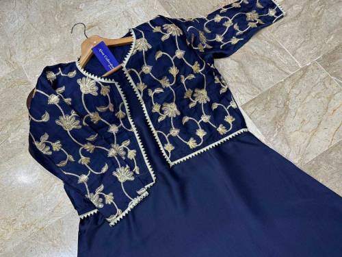 Sleevesless Airline Long Maxi With Sequence Embroidered Seperate Koti