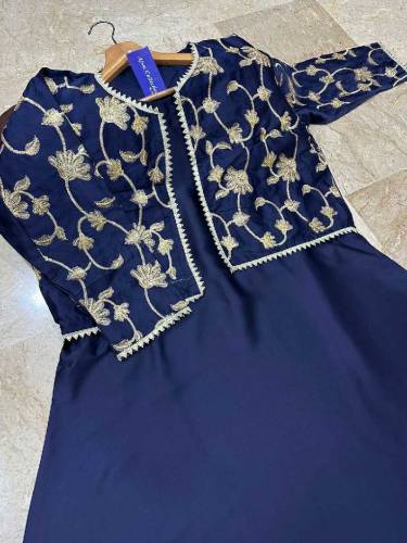 Sleevesless Airline Long Maxi With Sequence Embroidered Seperate Koti