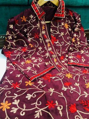 2 PCS Women's Stitched Katan Silk Embroidered Suit