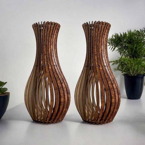 wooden flower vase