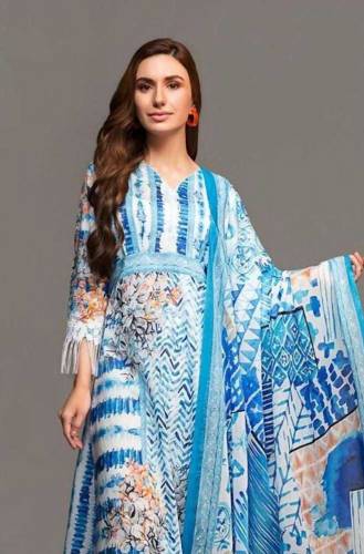 3pcs Women Unstitched Linen Printed Suit