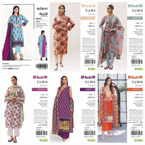 3pcs Women Unstitched Lawn Printed Suit 