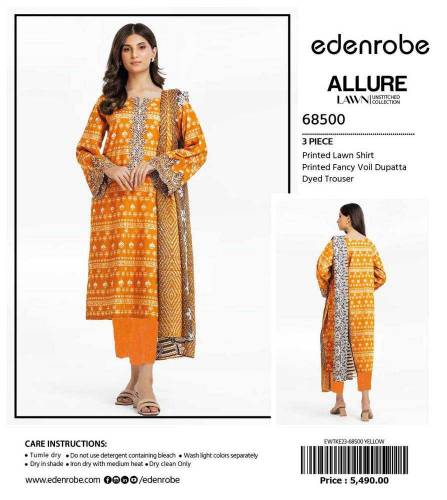 3pcs Women Unstitched Lawn Printed Suit 