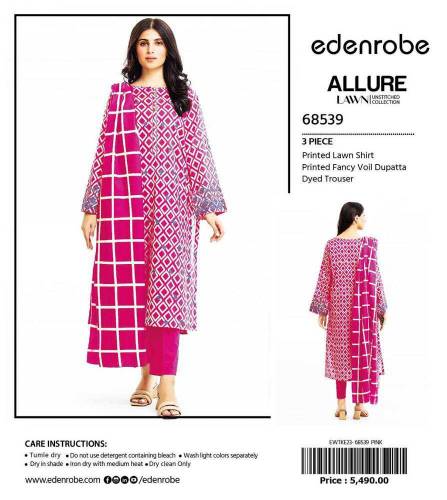 3pcs Women Unstitched Lawn Printed Suit 