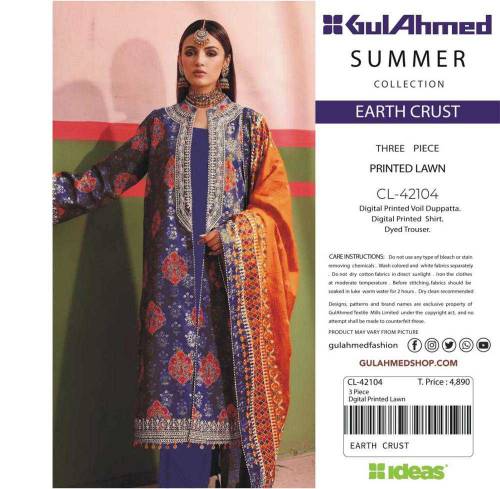 3pcs Women Unstitched Lawn Printed Suit 
