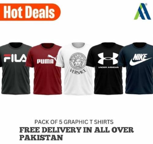 Jersey Graphic T-Shirts Pack of 5