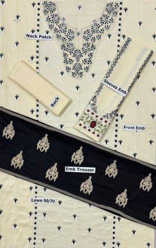 2 Pcs Women's Unstitched Lawn  embroidered Suit