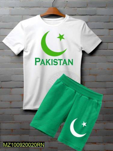 2 Pcs Unisex Cotton Printed Shirt And shorts Set