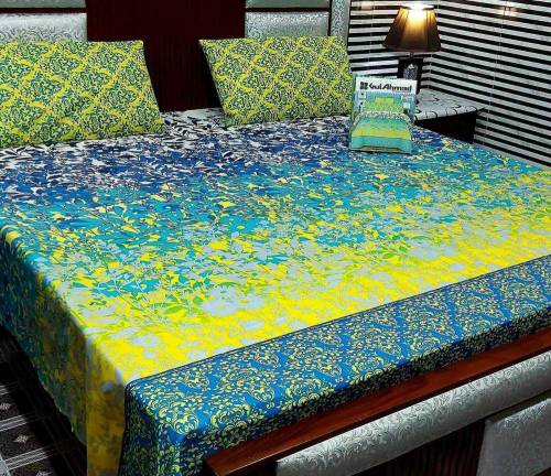 3 pcs king-size printed cotton double bedsheets 