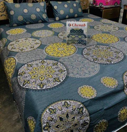 3 pcs king-size printed cotton double bedsheets 