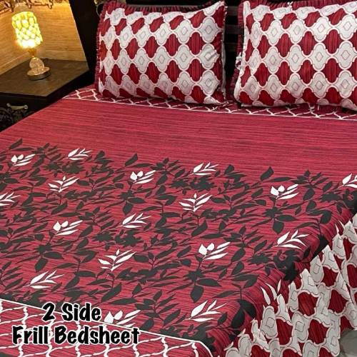2 sided frill 💯 cotton double bedsheets 