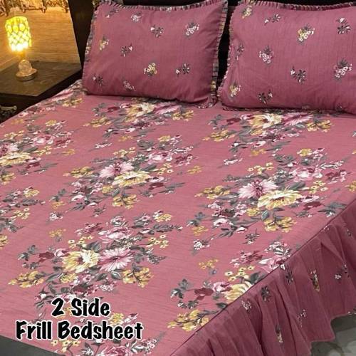 2 sided frill 💯 cotton double bedsheets 
