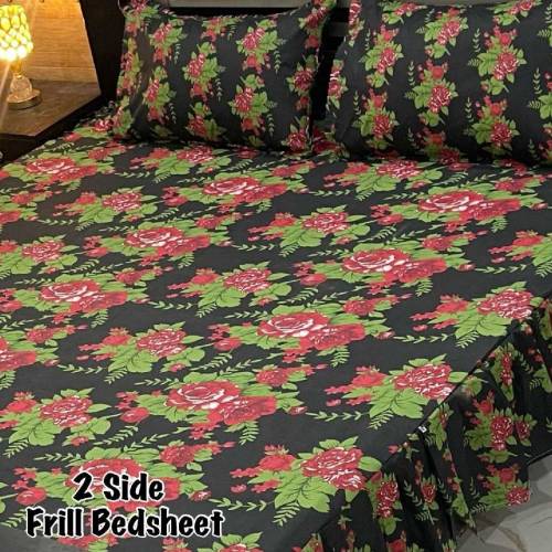 2 sided frill 💯 cotton double bedsheets 