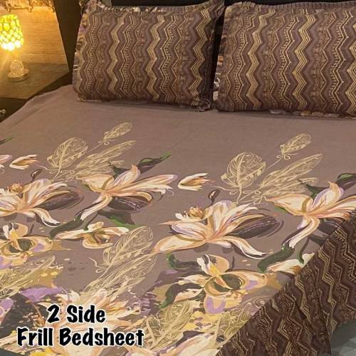 2 sided frill 💯 cotton double bedsheets 