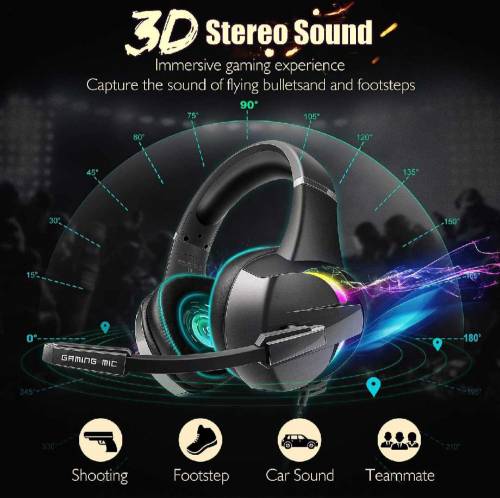 Beexcellent GM-7 RGB Gaming Headphones, Gaming Mic Noise Cancellation 