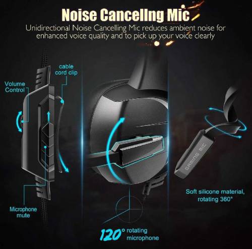 Beexcellent GM-7 RGB Gaming Headphones, Gaming Mic Noise Cancellation 