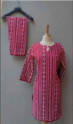 2 Pcs Women's Linen Printed Suit Free Home Delivery 