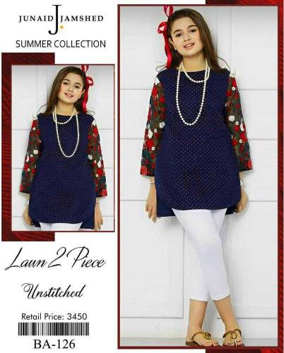 2 Pcs women unstitched Lawn Embroidered suit
