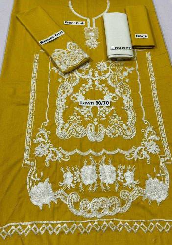 2 pic unstitched lawn embroiderd suit 