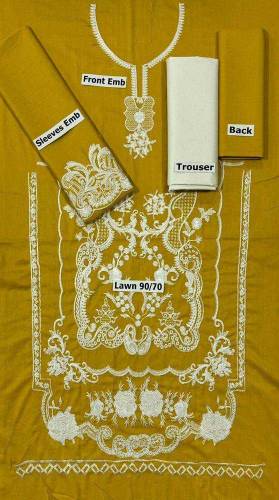 2 pic unstitched lawn embroiderd suit 