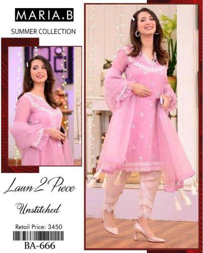 2 pic woman's unstitched lawn embroiderd suit 