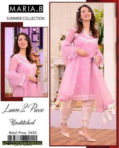 2 pic woman's unstitched lawn embroiderd suit 