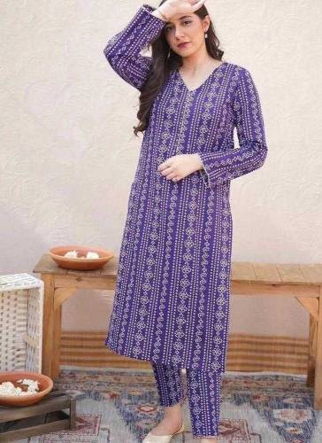 2 pc women stitched linen chunri suit 