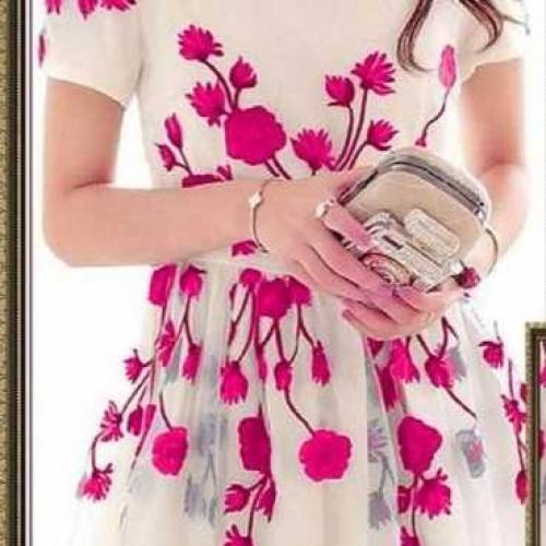 2 pc women stitched organza embrioded dress 