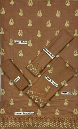 2Pcs Women's Unstitched LawnEmbroidered Suit
