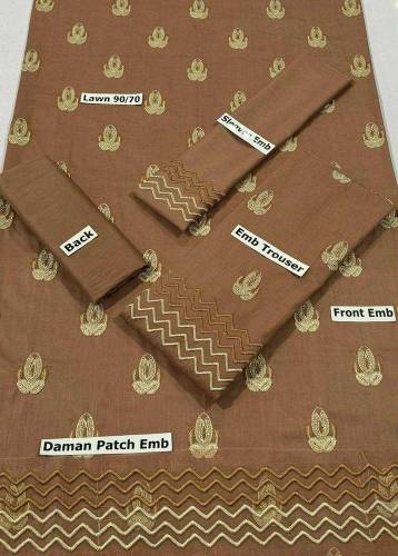 2Pcs Women's Unstitched LawnEmbroidered Suit