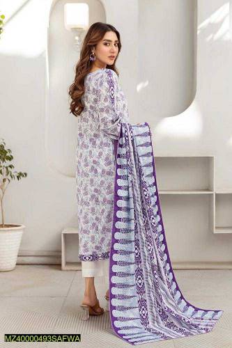 3pic printed unstitched lawn suit 