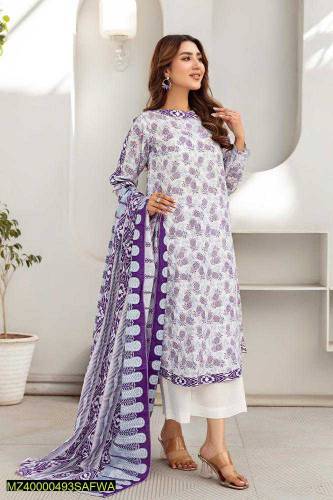 3pic printed unstitched lawn suit 