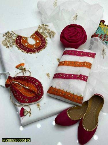 •  Fabric: Organza•  Pattern: Hand Work•  Shirt Front - Pattern: Hand 