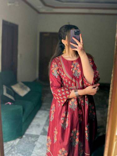 2 pcs womens stitced katan silk printed maxi and trouser