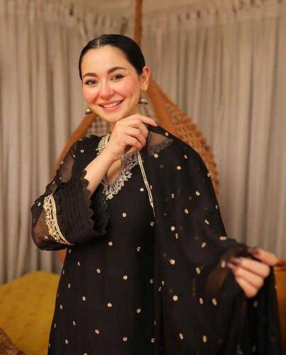 3 pcs women's stitched chiffon Embroidered suit