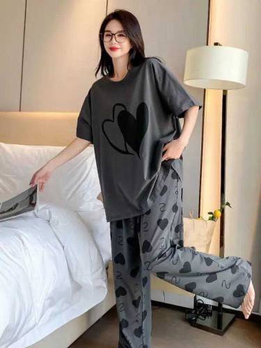 2 piece women stitched jersey printed night dress 