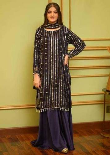 3 PC's Women's Unstitched Chiffon Embroidered Suit