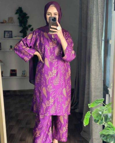 2 pcs women's stitched lawn printed shirt and trouser
