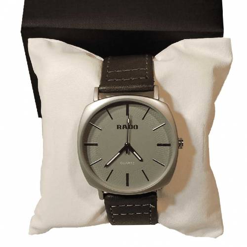 Rado Quartz Watch for Men - Sleek Minimalist Design with Grey Leather 