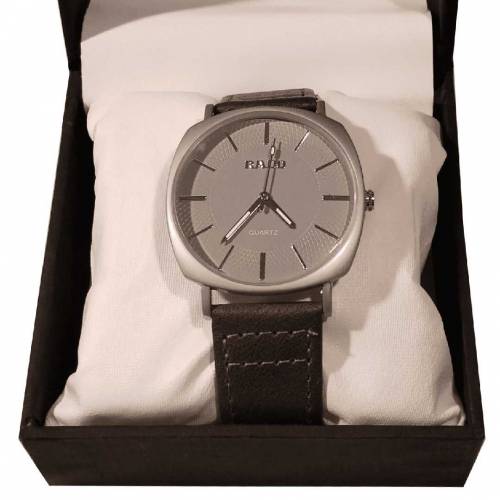 Rado Quartz Watch for Men - Sleek Minimalist Design with Grey Leather 